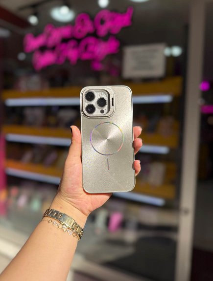 Gri Simli Standlı Magsafe Uyumlu Ultra Kaliteli Kılıf